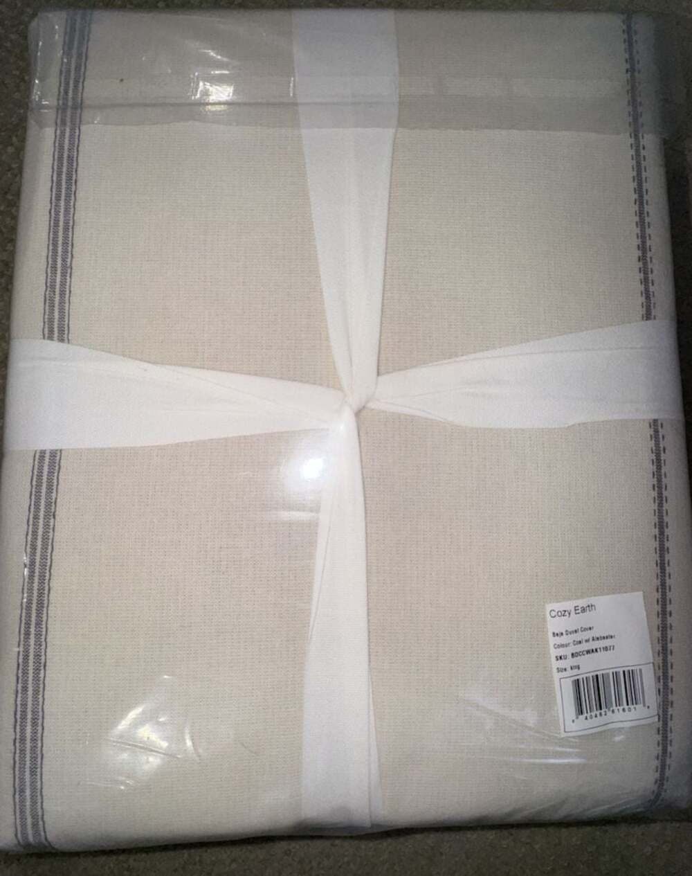 Cozy Earth Baja Duvet Cover, King, Coal w/ Alabaster